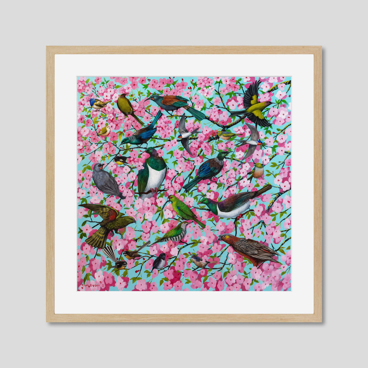 Sakura by Frank Gordon Art Print in Natural Frame
