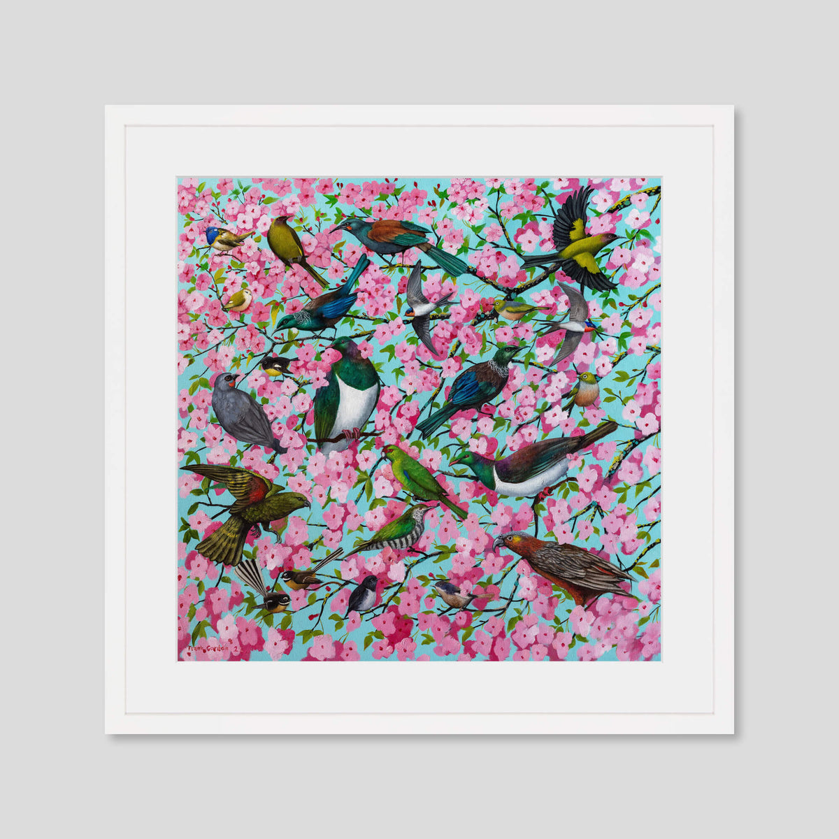 Sakura by Frank Gordon Art Print in White Frame