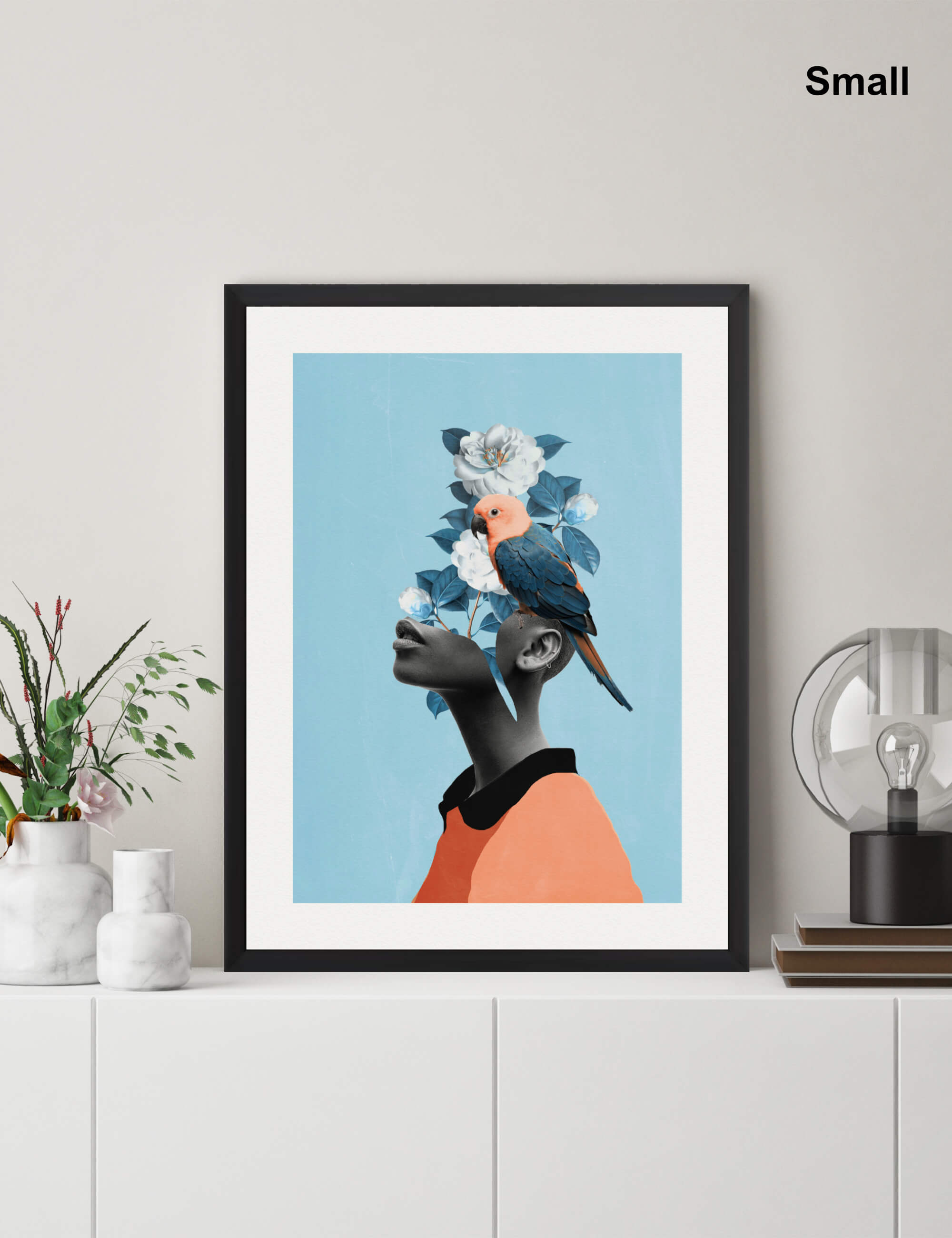 Girl With Parrot by Dada22 Wall Art