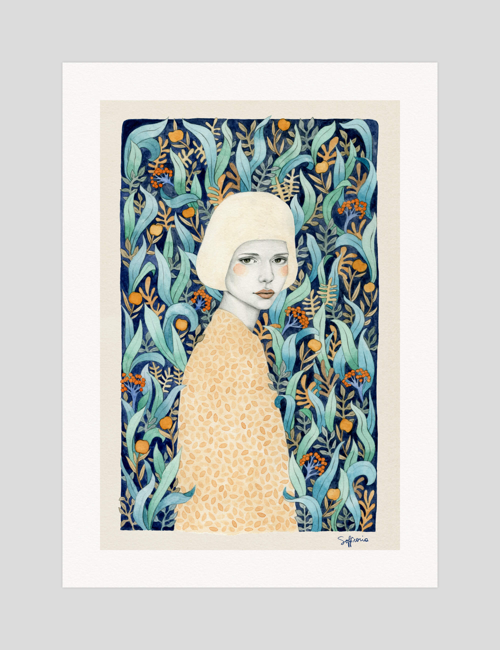 Sofia Bonati Emilia gallery quality art print produced using 100% cotton rag textured art paper and pigment based archival inks in New Zealand.