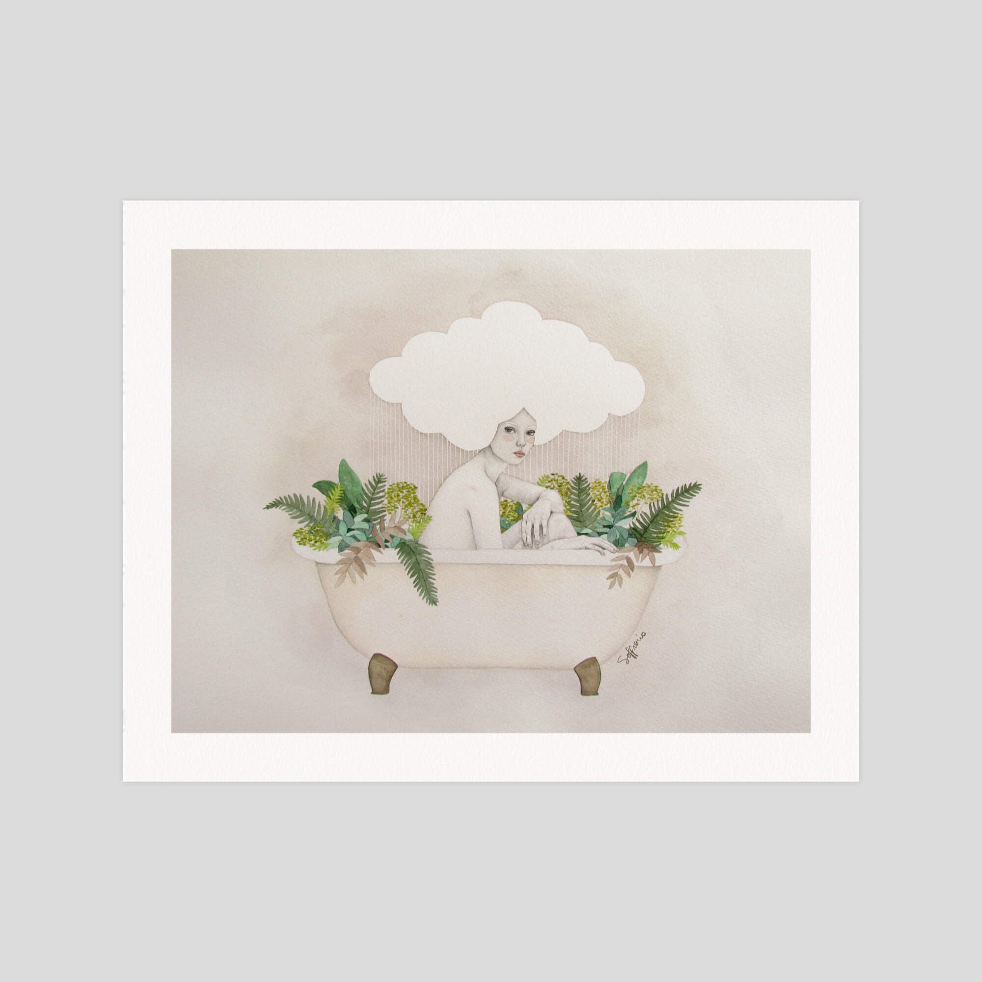 Sofia Bonati Hydra gallery quality art print produced using 100% cotton rag textured art paper and pigment based archival inks in New Zealand.