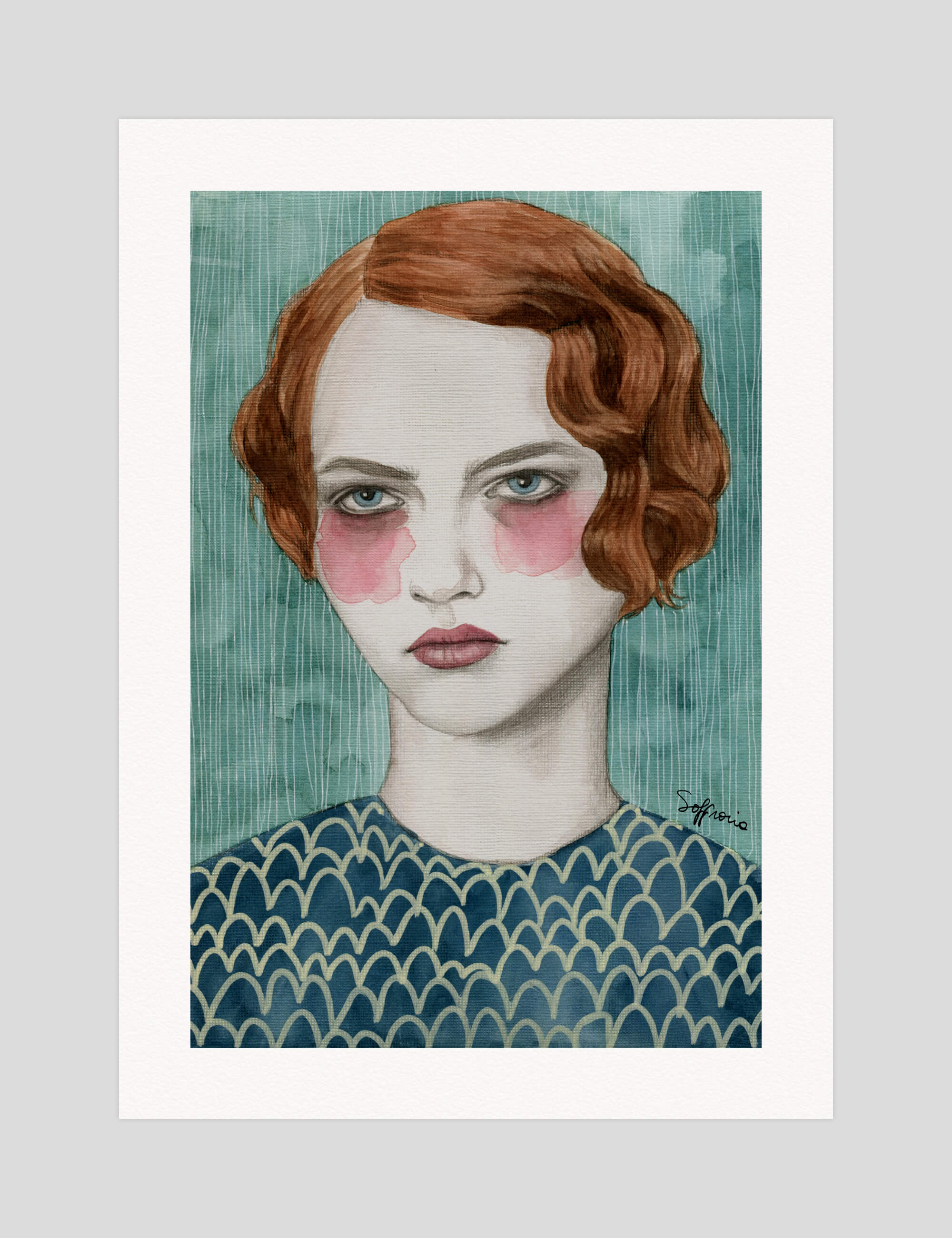 Sofia Bonati Sasha gallery quality art print produced using 100% cotton rag textured art paper and pigment based archival inks in New Zealand.