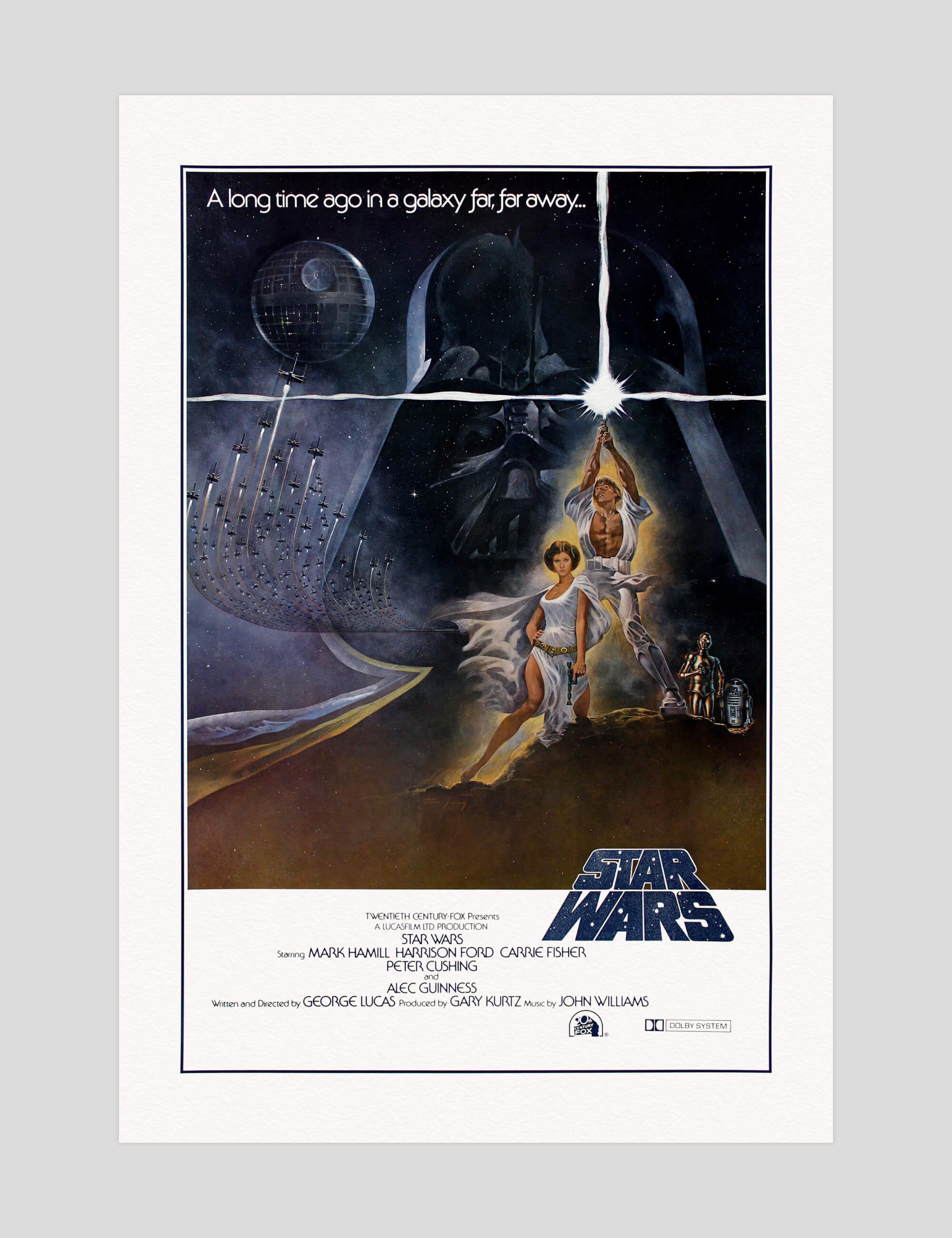 Star Wars: A New Hope (Style A) gallery quality art print produced using 100% cotton rag textured art paper and pigment based archival inks in New Zealand.