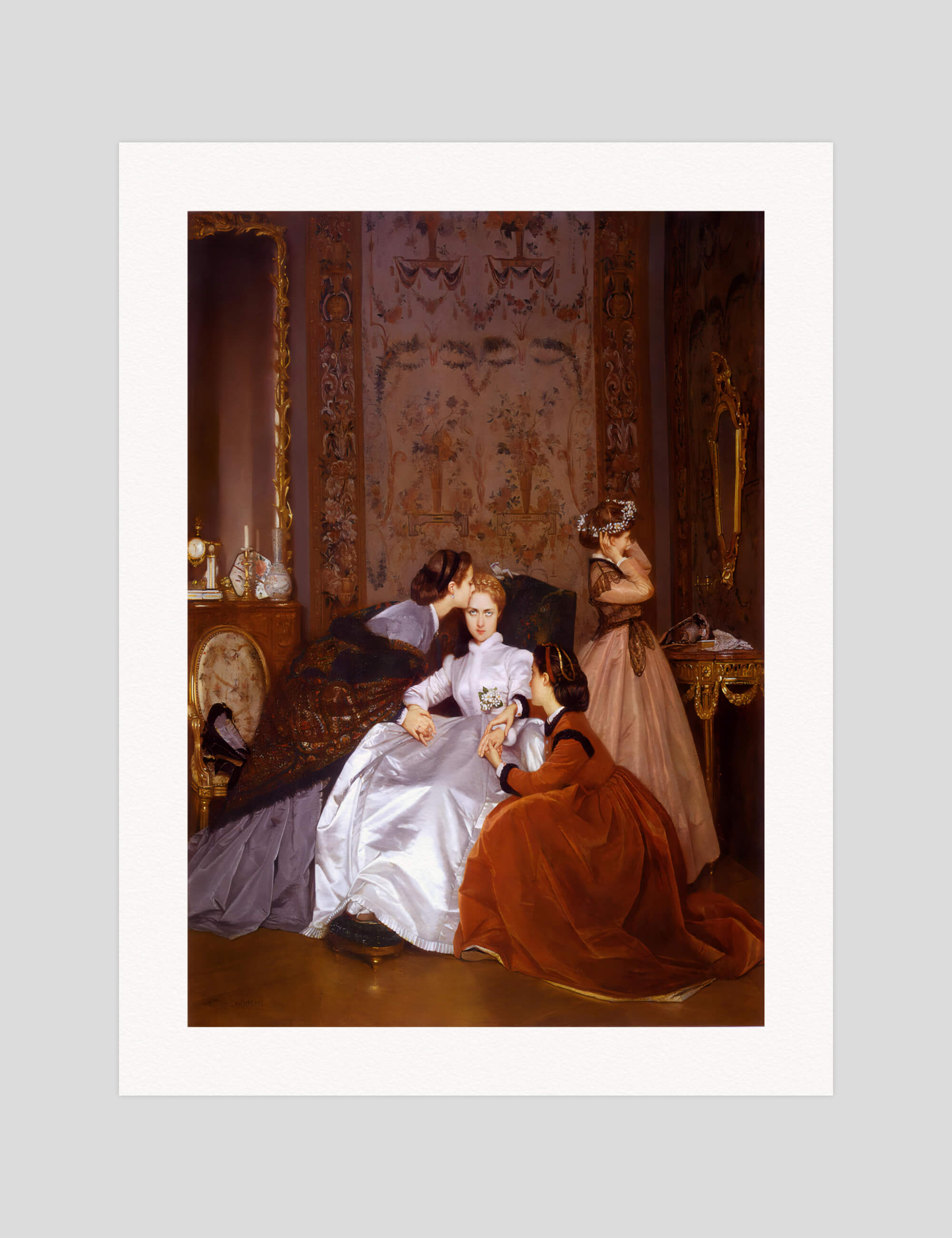 Auguste Toulmouche The Reluctant Bride gallery quality art print produced using 100% cotton rag textured art paper and pigment based archival inks in New Zealand.