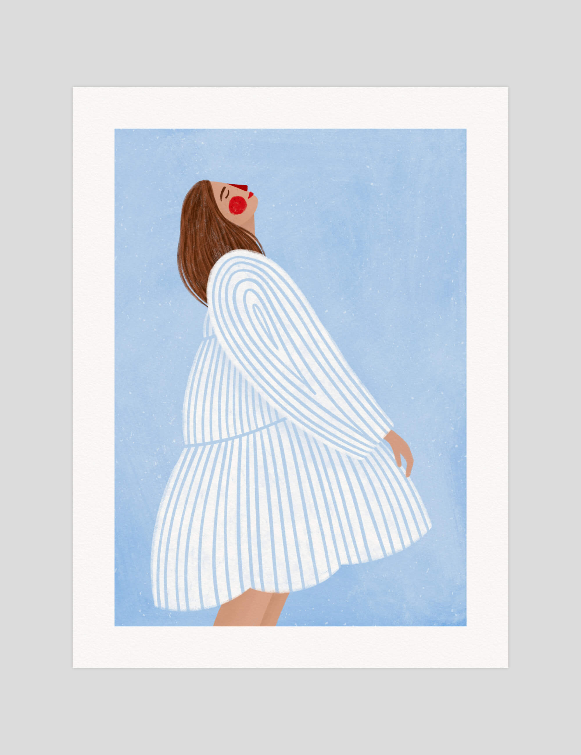Bea Müller The Woman With The Blue Stripes gallery quality art print produced using 100% cotton rag textured art paper and pigment based archival inks in New Zealand.