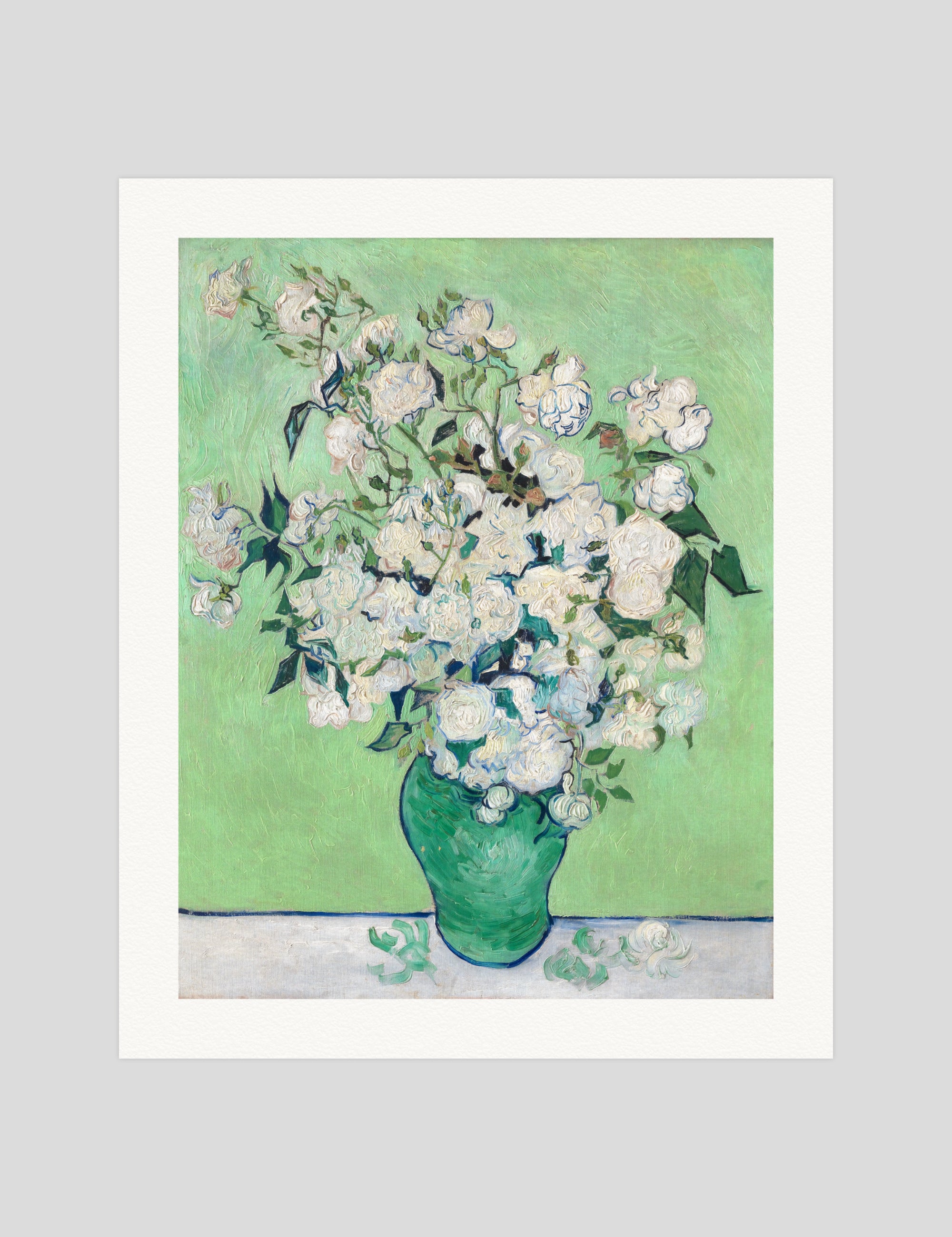Vincent Van Gogh Roses gallery quality art print produced using 100% cotton rag textured art paper and pigment based archival inks in New Zealand.