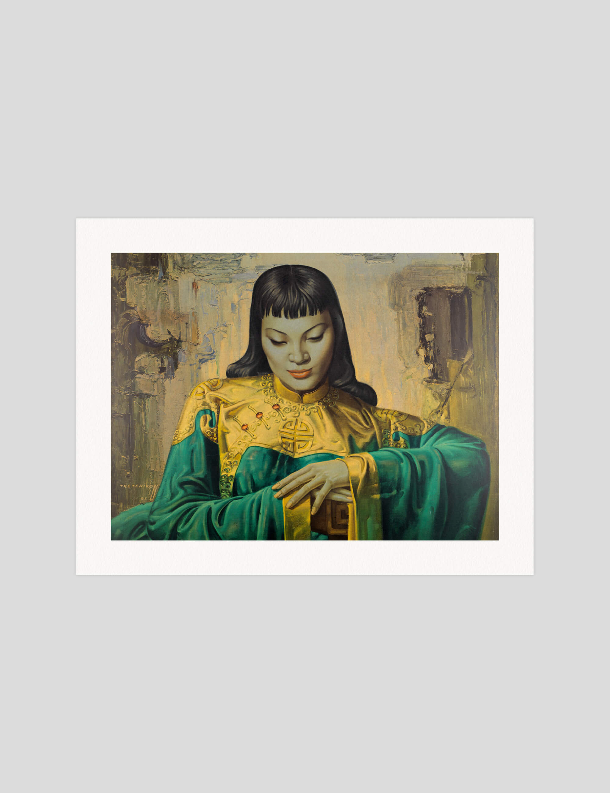 Vladimir Tretchikoff Lady Of The Orient gallery quality art print produced using 100% cotton rag textured art paper and pigment based archival inks in New Zealand.