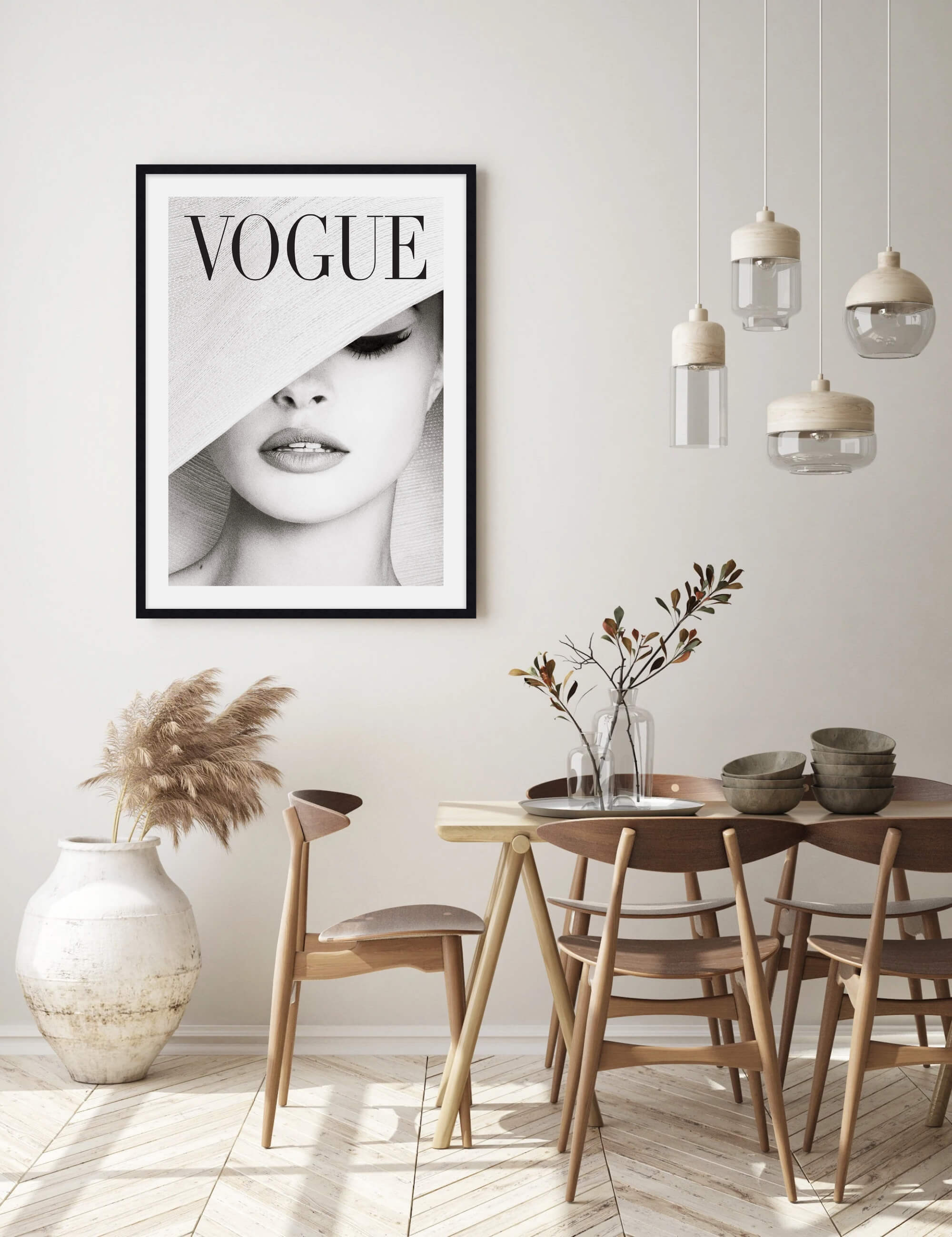 Vintage Vogue Cover Wall Art for Dining Room