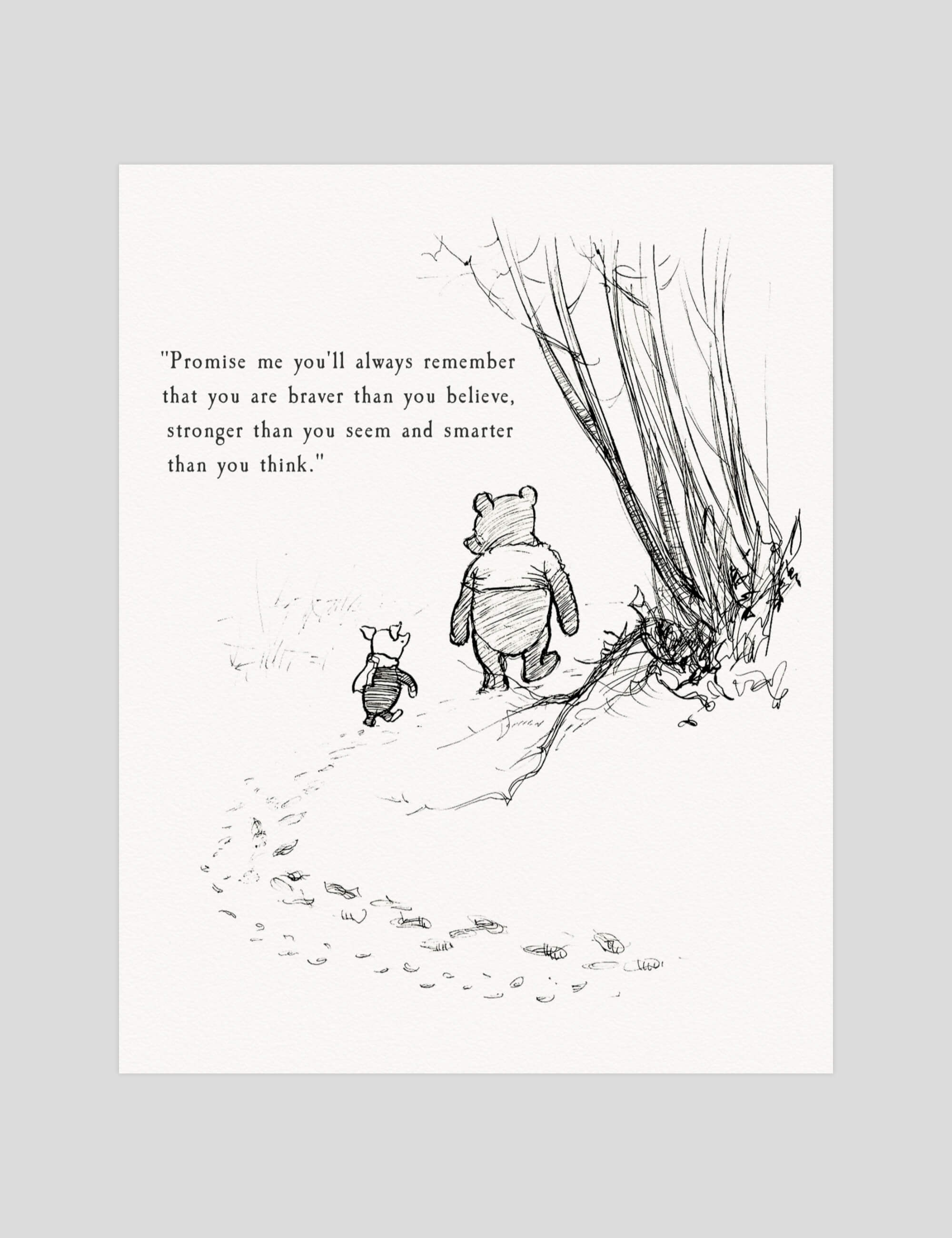 Winnie The Pooh - Promise Me gallery quality art print produced using 100% cotton rag textured art paper and pigment based archival inks in New Zealand.