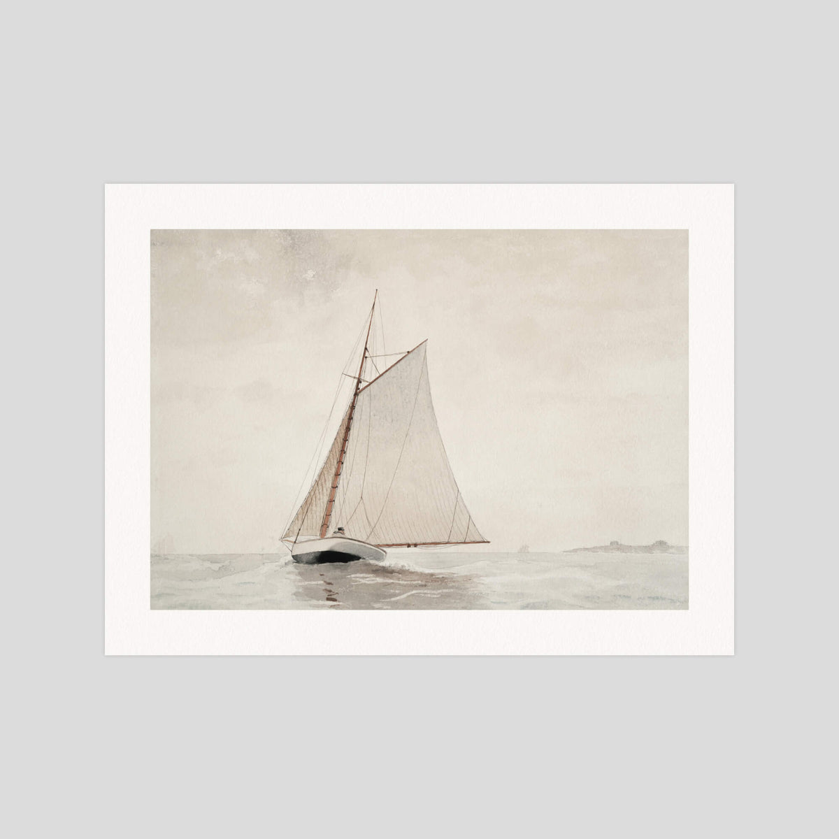 Winslow Homer Sailing Off Gloucester gallery quality art print produced using 100% cotton rag textured art paper and pigment based archival inks in New Zealand.