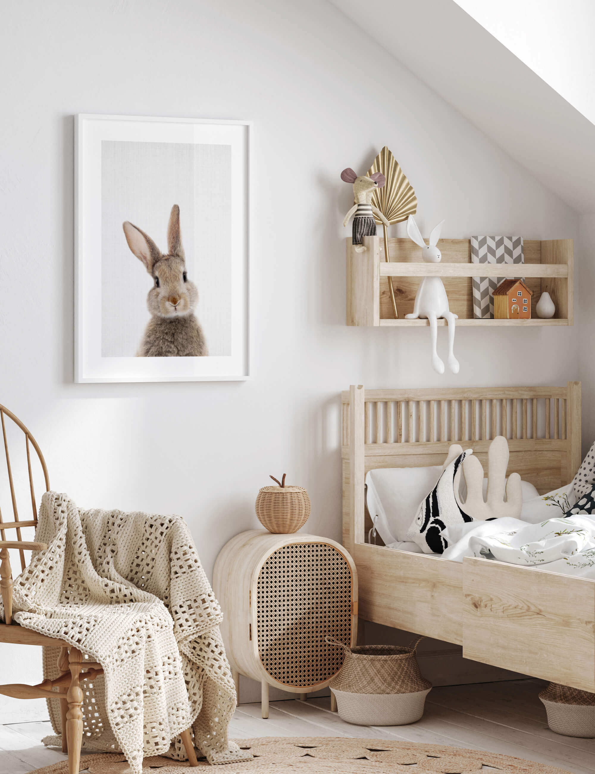 Woodland Bunny Rabbit Scandi Style Nursery Art Print Pop Motif