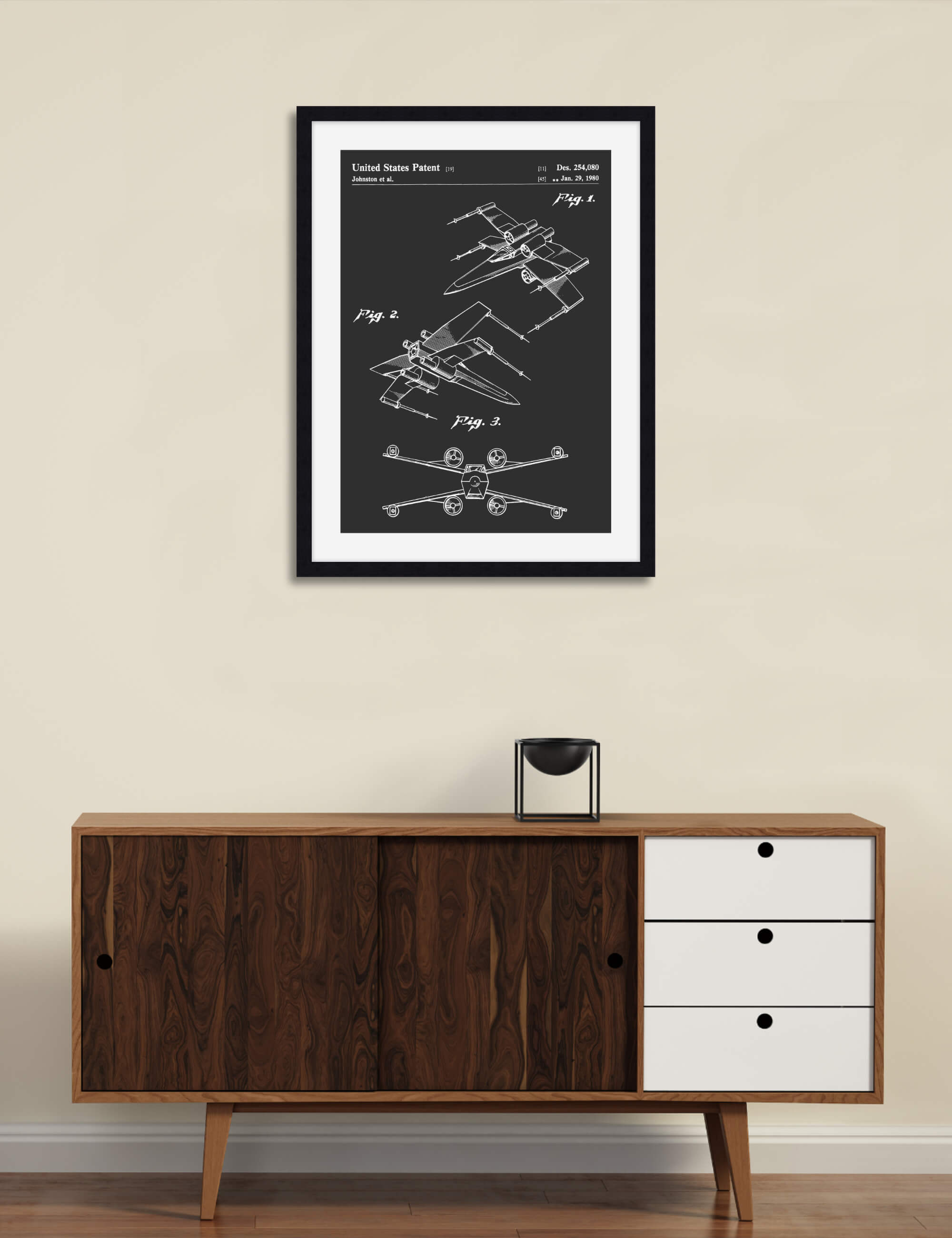 X-Wing Patent Blackboard Wall Art for Living Room