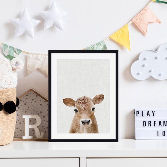 Baby Calf Peekaboo Wall Art for Nursery