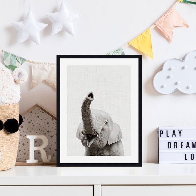 Baby Elephant Peekaboo Wall Art for Nursery
