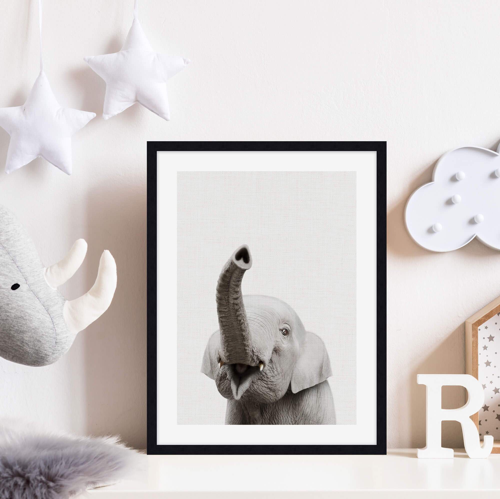 Baby Elephant Peekaboo Wall Art