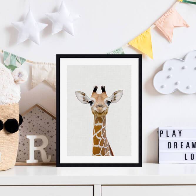 Baby Giraffe Peekaboo Wall Art for Nursery