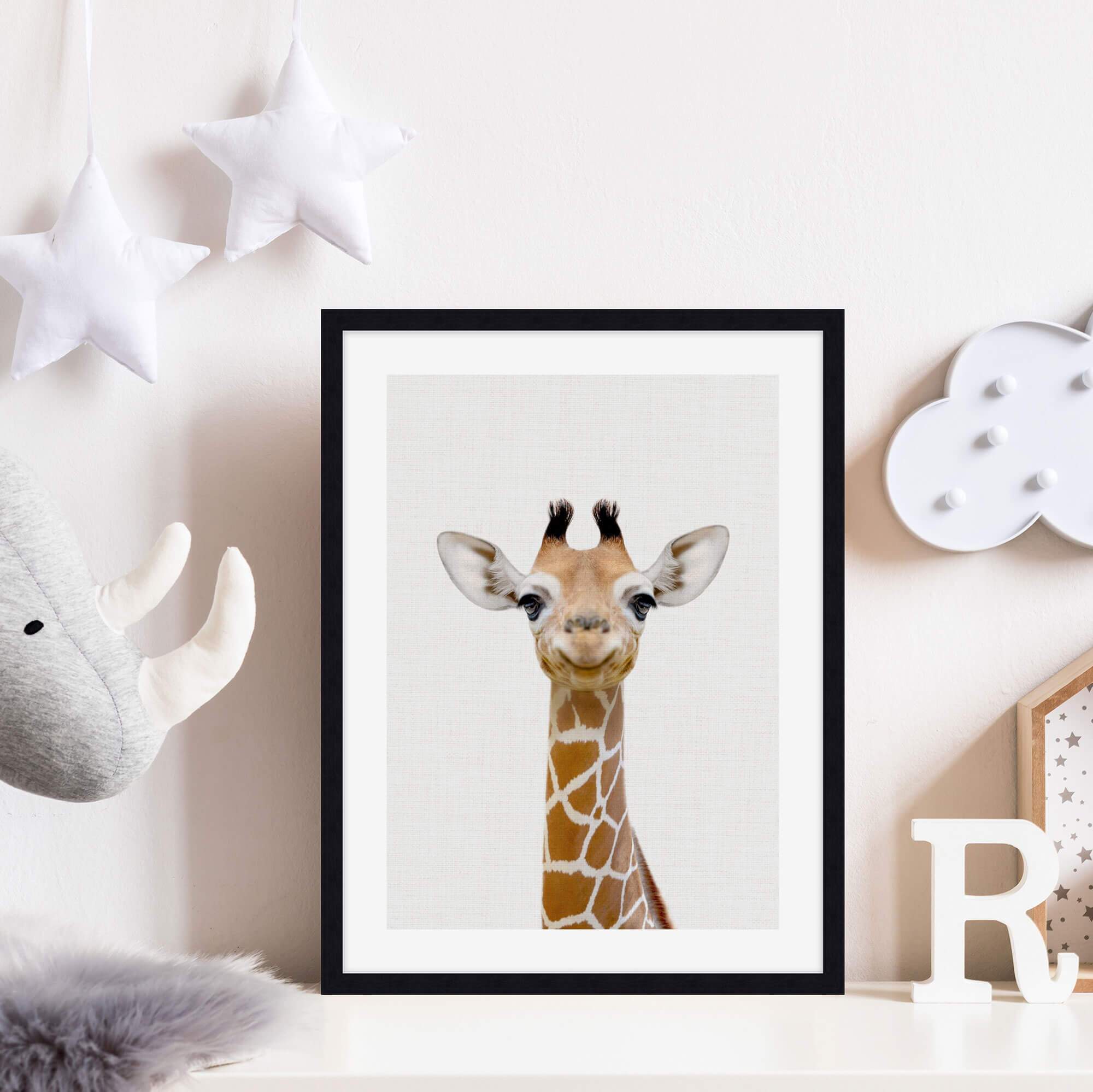 Baby Giraffe Peekaboo Wall Art