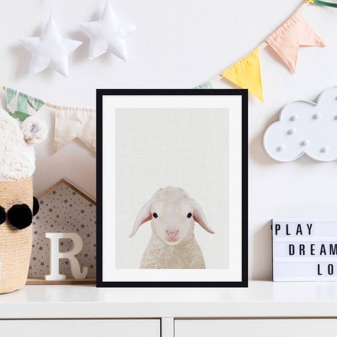 Baby Lamb Peekaboo Wall Art for Nursery