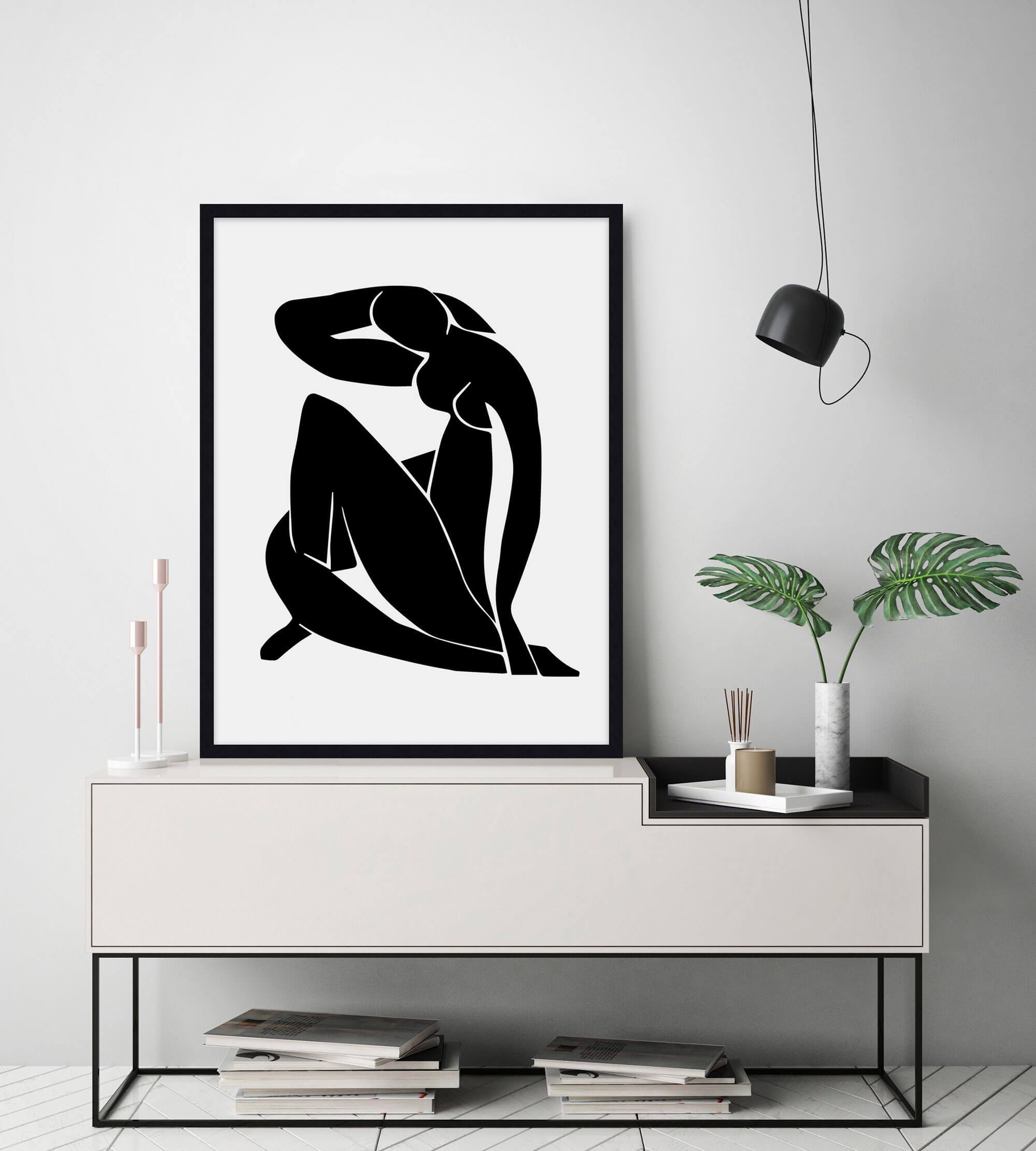 Black Nude by Henri Matisse Wall Art for Living Room