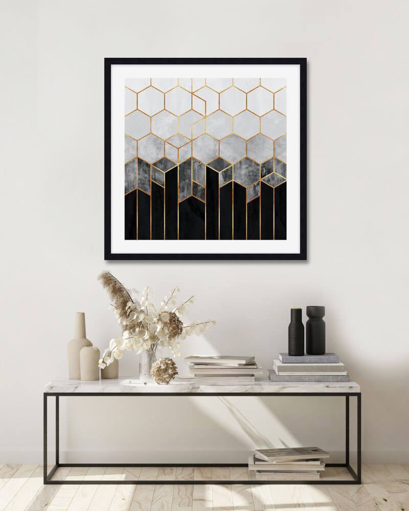Charcoal Hexagon by Elisabeth Fredriksson Wall Art for Bedroom