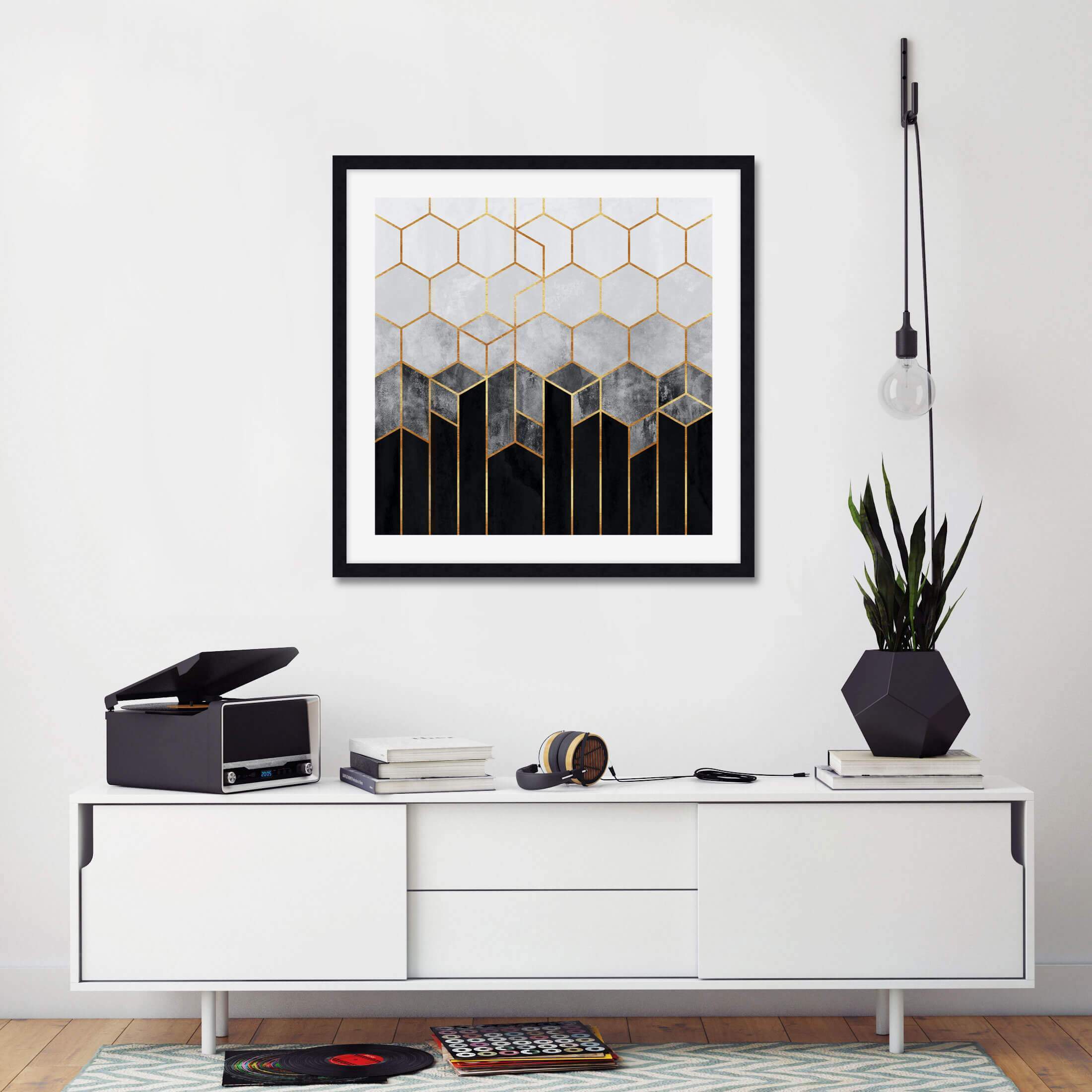 Charcoal Hexagon by Elisabeth Fredriksson Wall Art