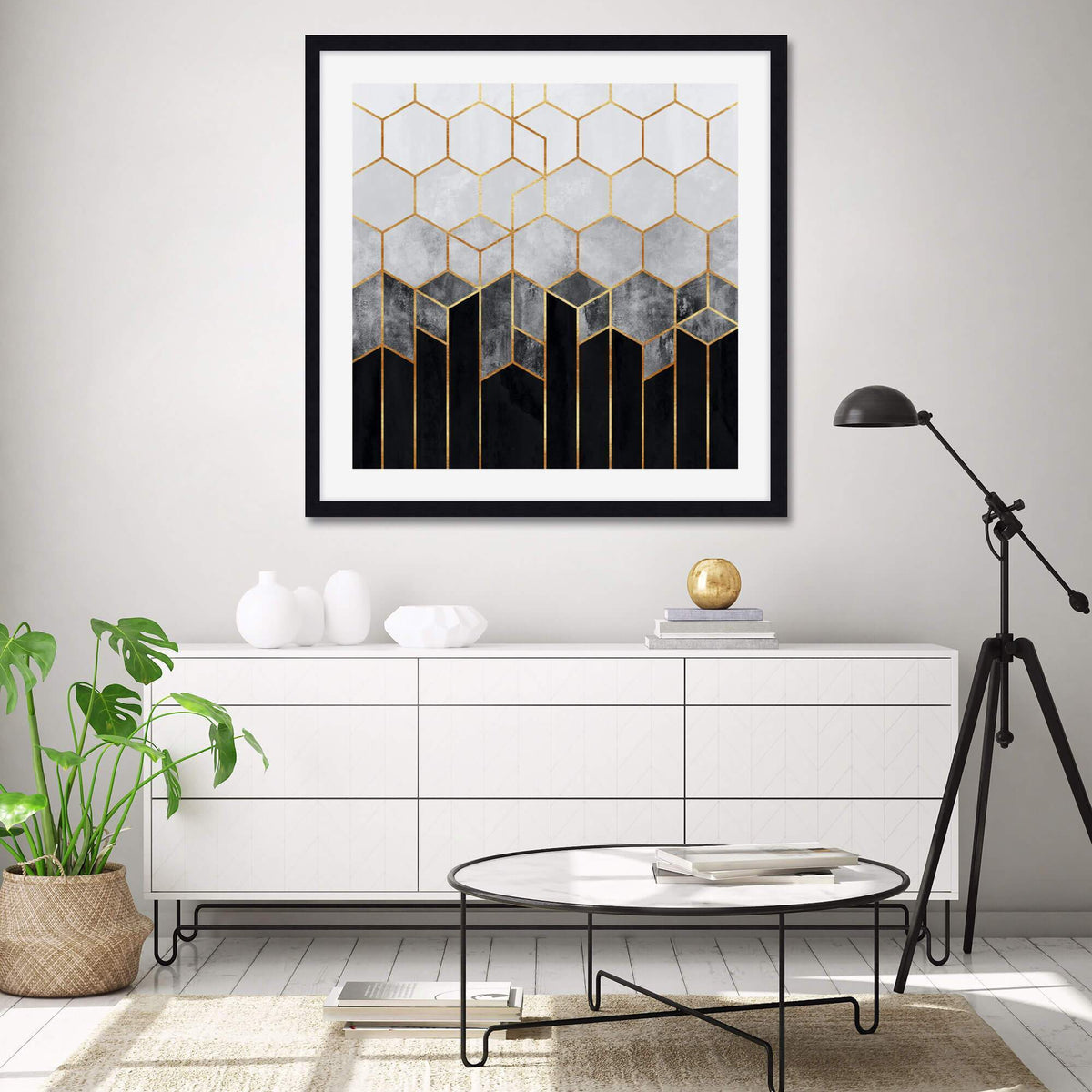 Charcoal Hexagon by Elisabeth Fredriksson Wall Art for Living Room