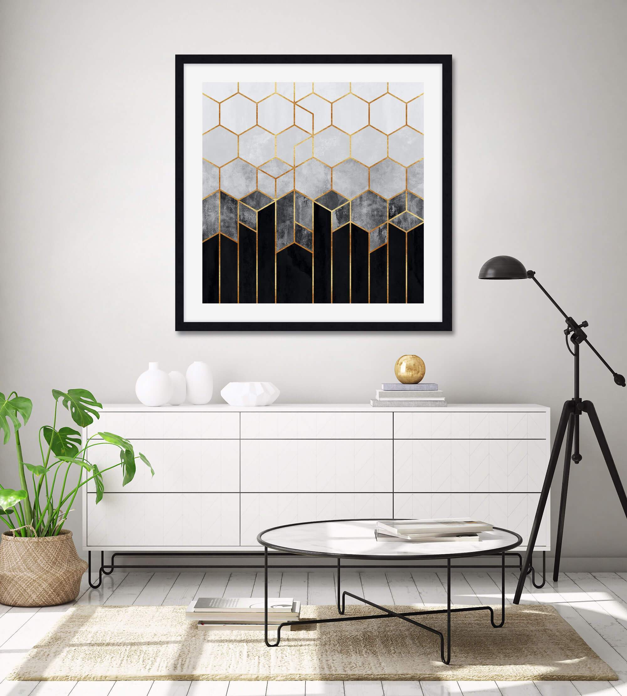 Charcoal Hexagon by Elisabeth Fredriksson Wall Art for Living Room