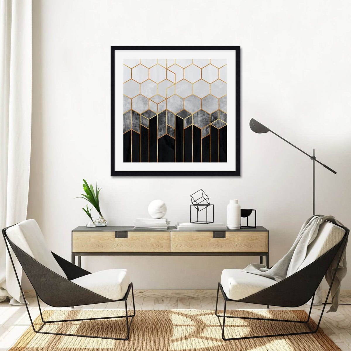 Charcoal Hexagon by Elisabeth Fredriksson Wall Art for Office