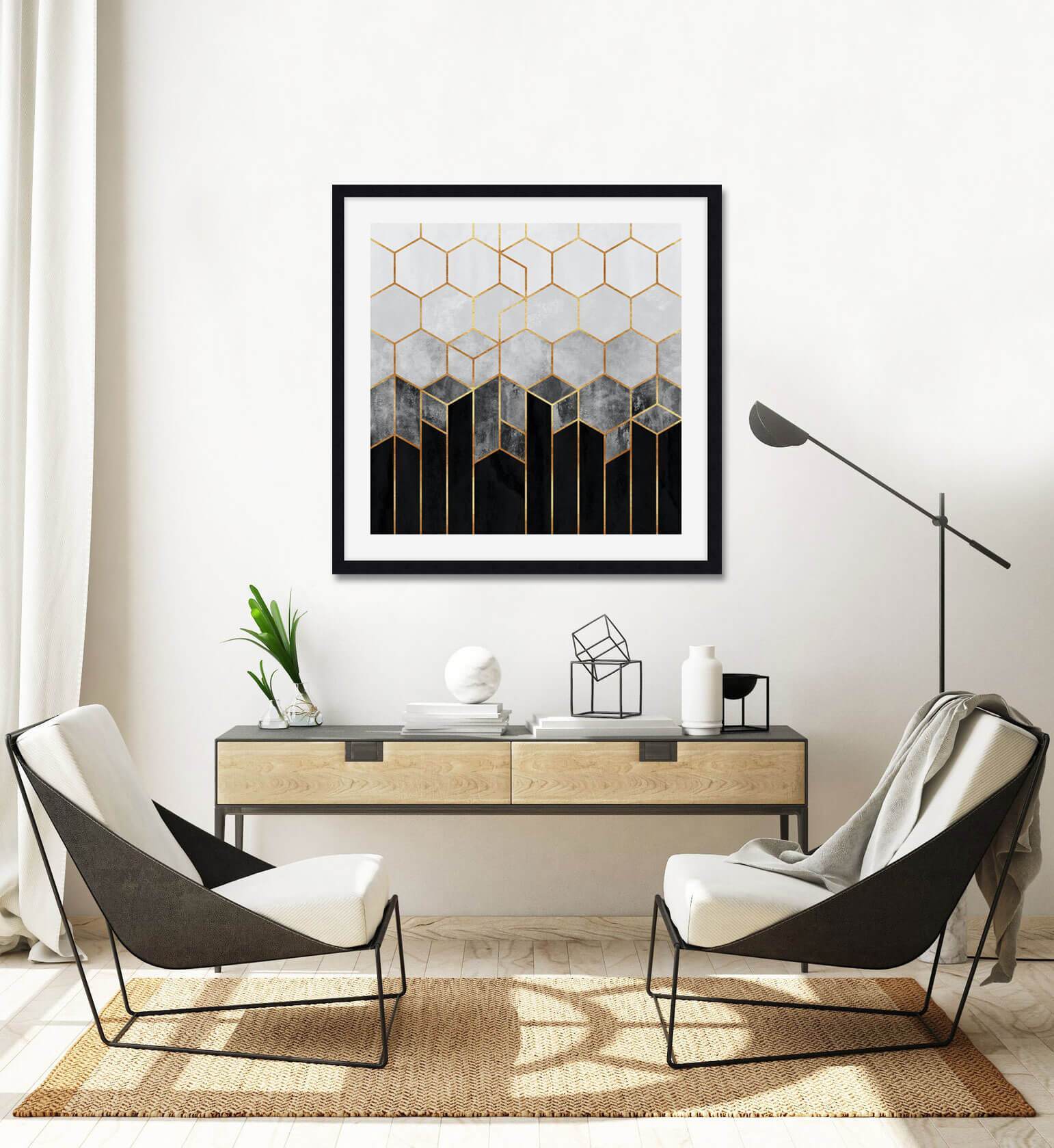 Charcoal Hexagon by Elisabeth Fredriksson Wall Art for Office