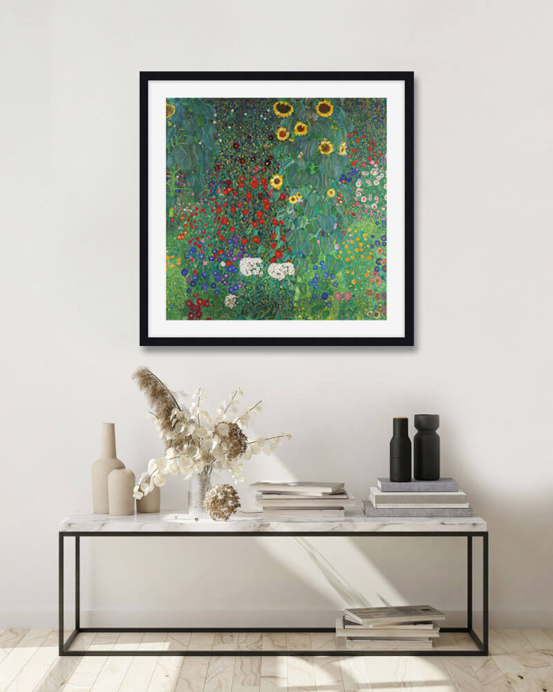 Farm Garden with Sunflower by Gustav Klimt Wall Art for Living Room