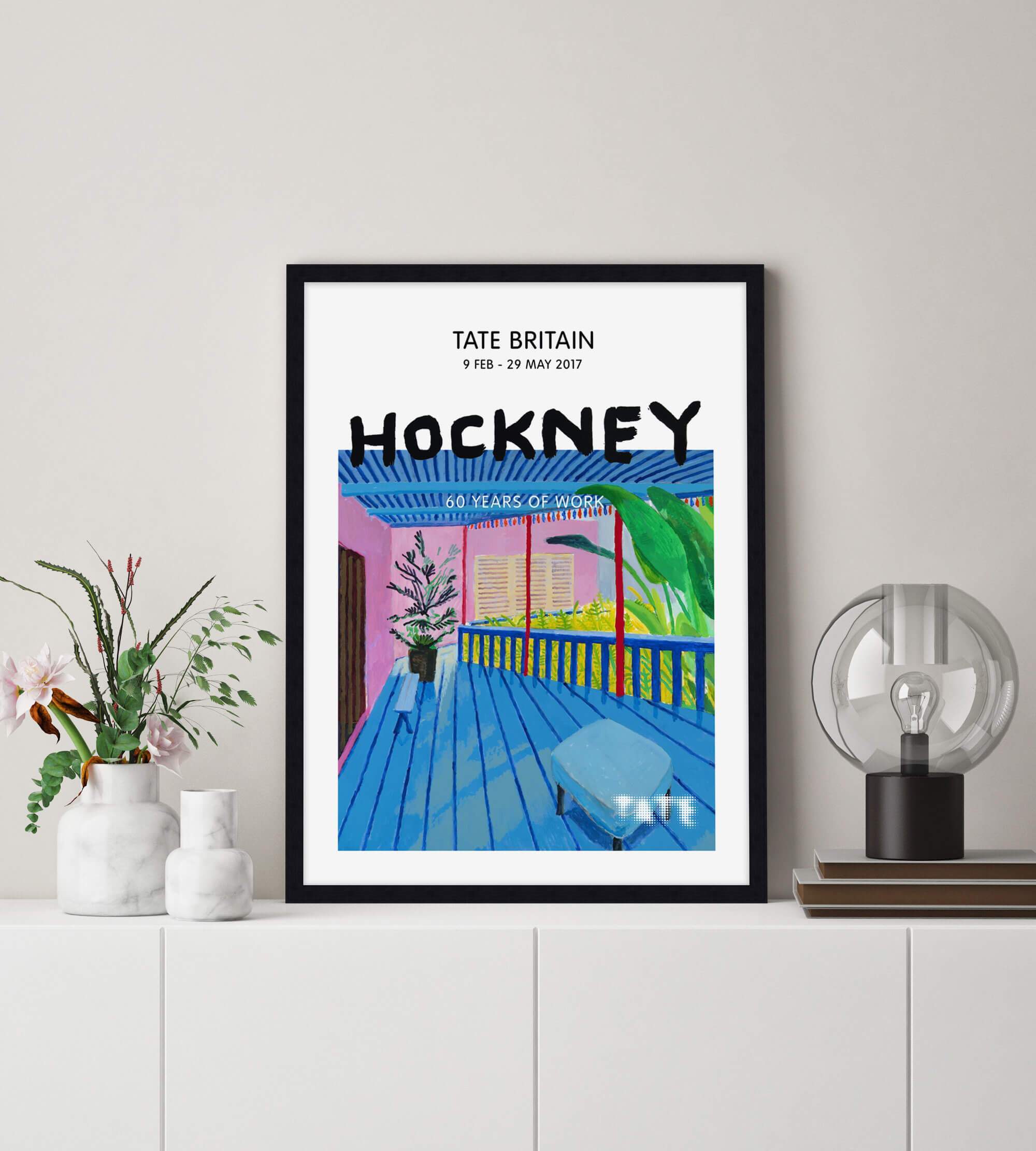 Hockney Exhibition Poster - Garden With Blue Terrace by David Hockney Wall Art