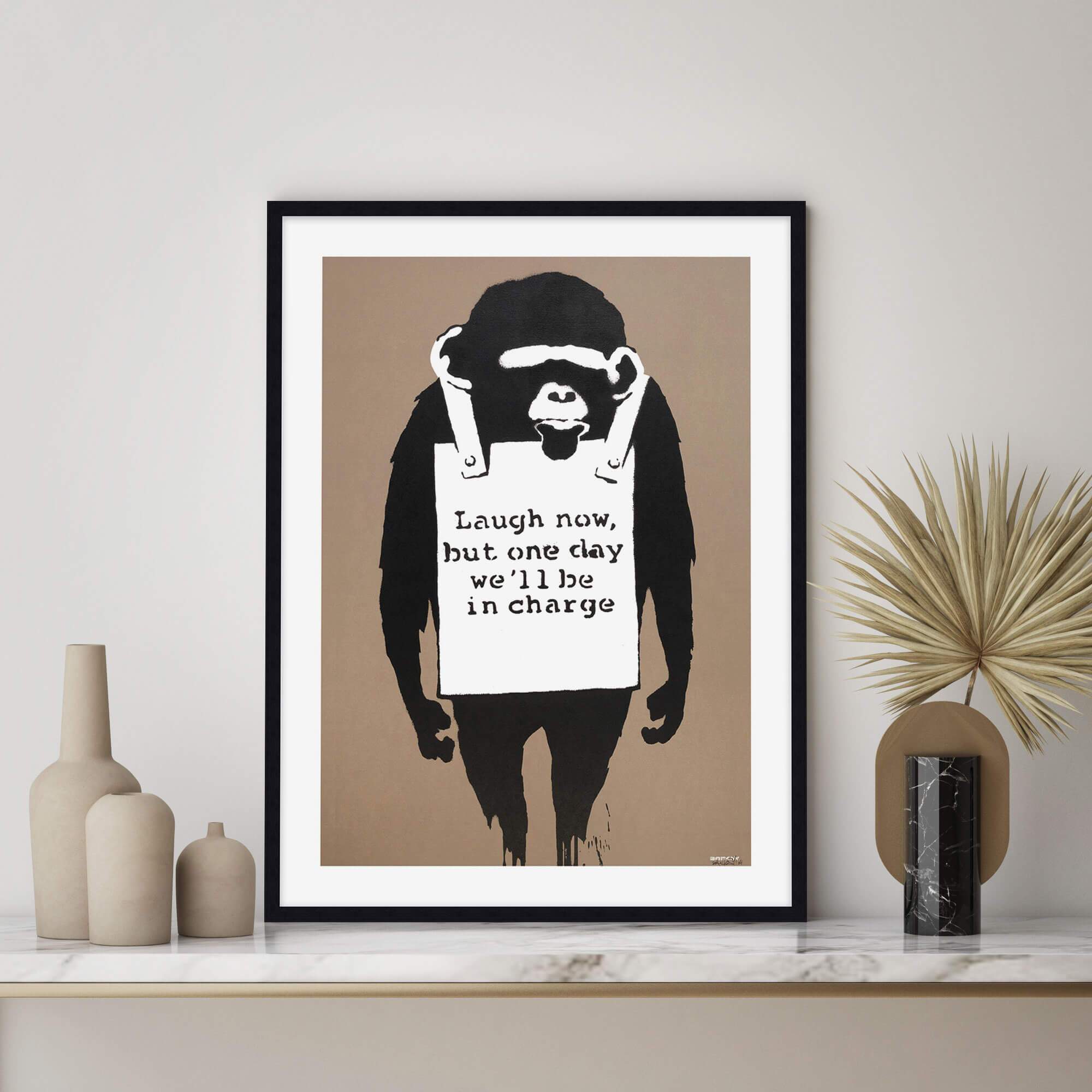Laugh Now Monkey by Banksy Wall Art for Office