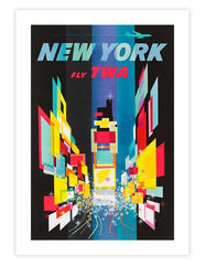 David Klein TWAハワイアン販ビンテージ オリジナルポスター Original TWA New Times Square Poster by David Klein c1956