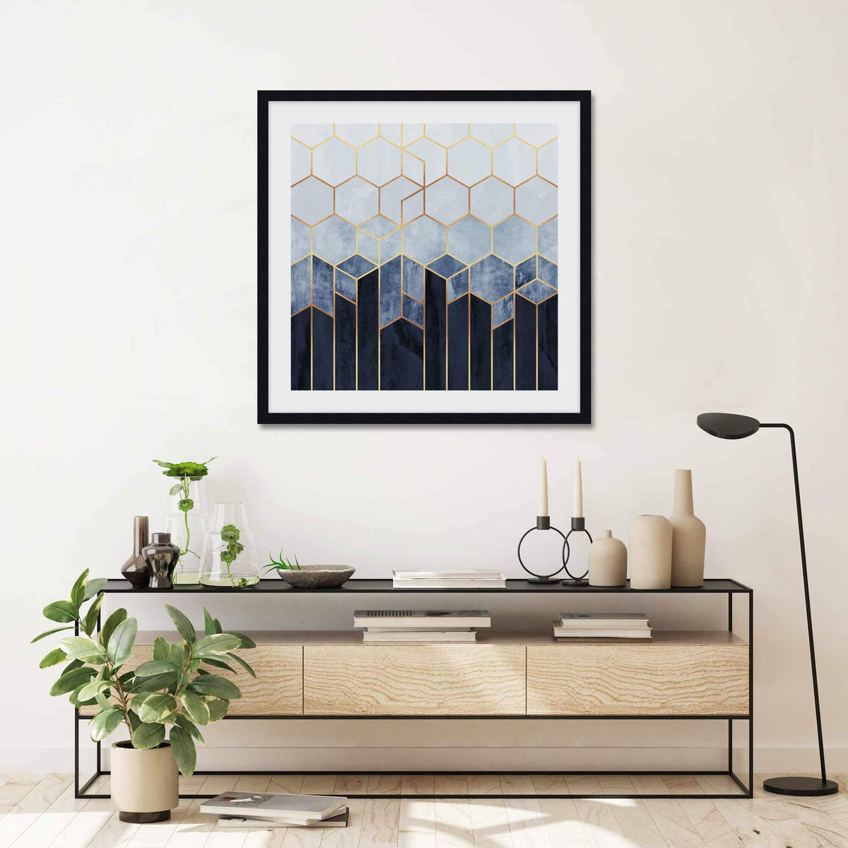 Soft Blue Hexagons by Elisabeth Fredriksson Wall Art for Office