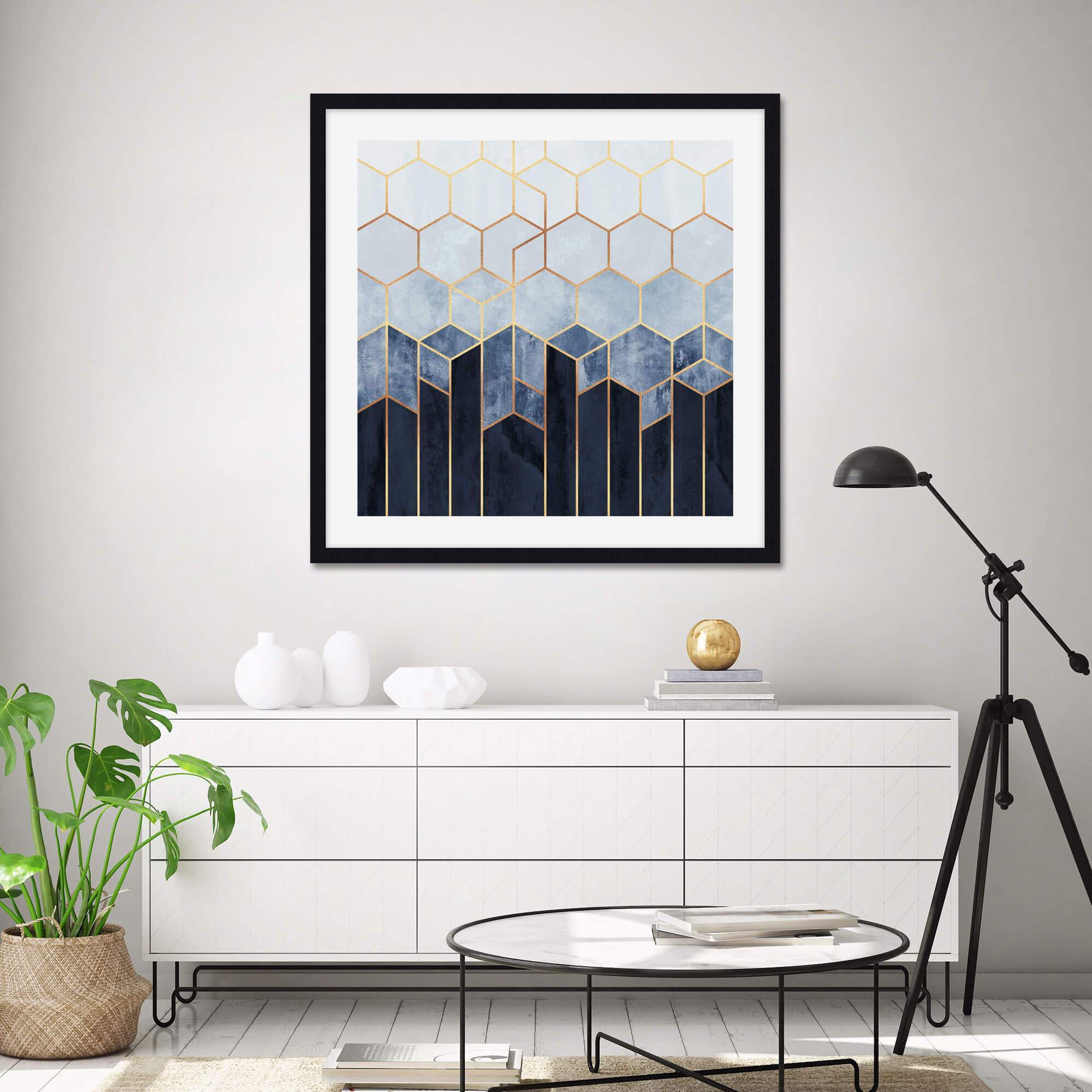 Soft Blue Hexagons by Elisabeth Fredriksson Wall Art for Living Room