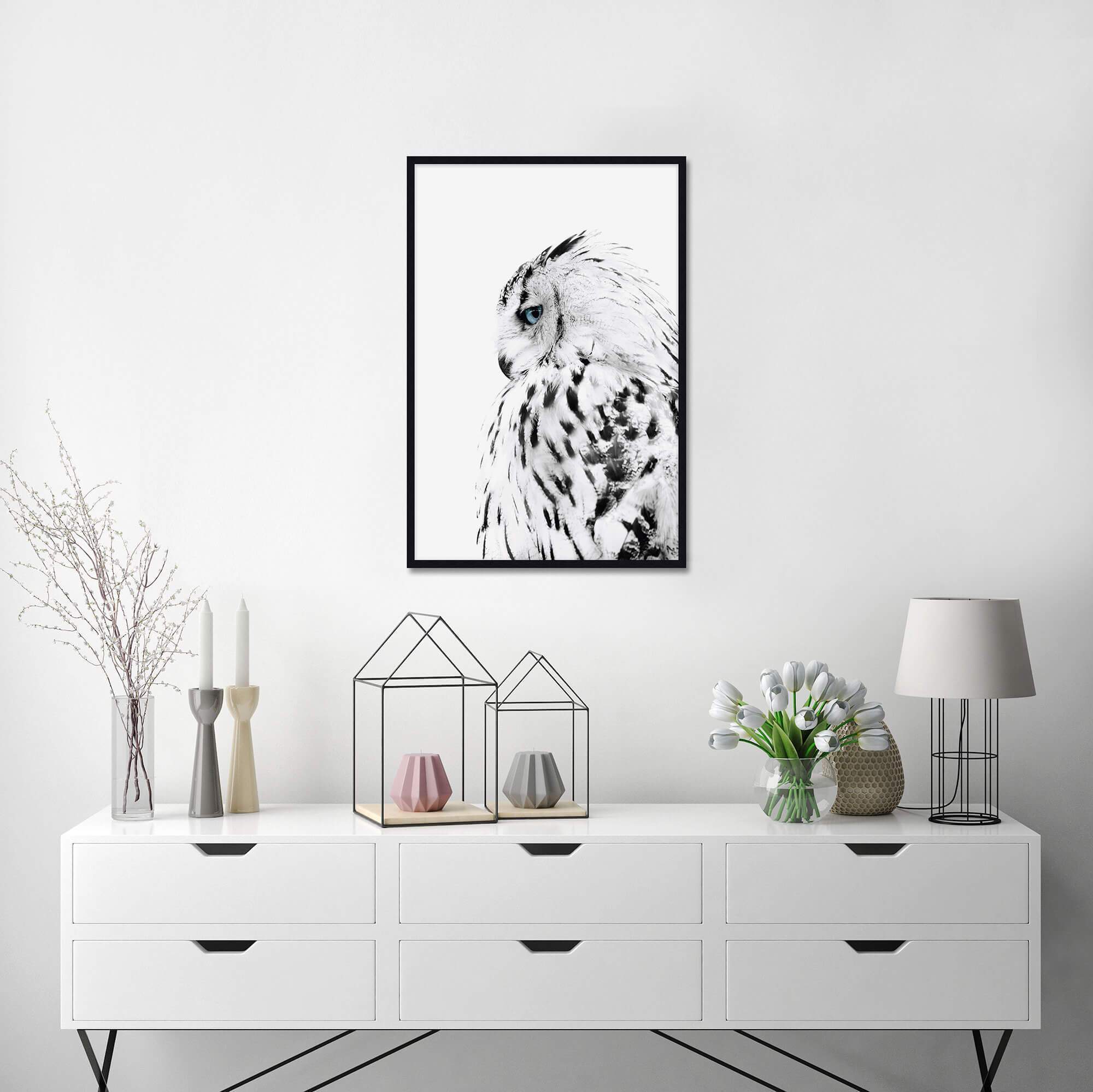 Winter Owl Wall Art for Bedroom